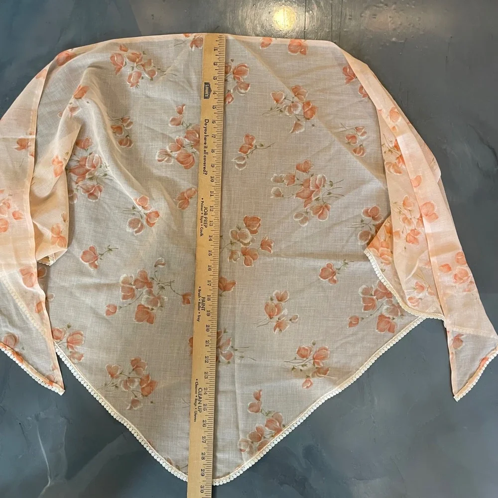 Vintage Peach Floral Cottagecore Maxi Dress S Matching Shawl Orange Gown Fairy